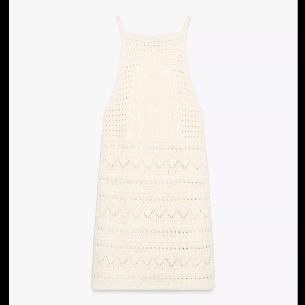 Zara halter crochet knit dress,ecru - Picture 7 of 11